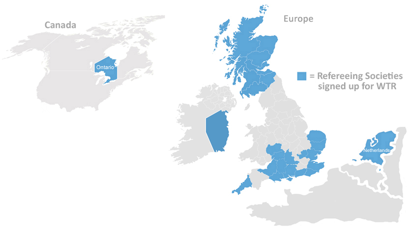 Map showing current World users of the whostheref.com scheduling software